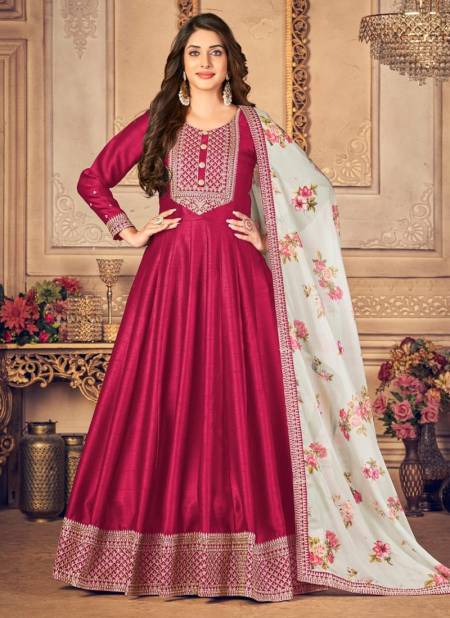 Pink Colour Aanaya VOL 141 New Designer Festive Wear Silk Anarkali suit Collection 4104